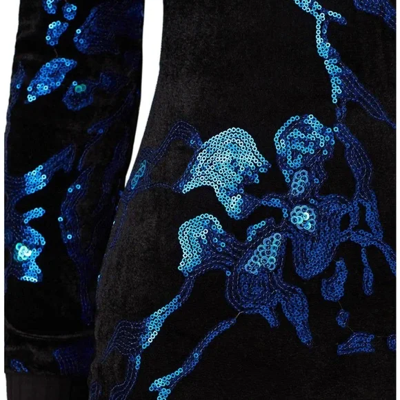 Dress the Population Black Blue Sequin Mini Dress - Picture 4 of 6